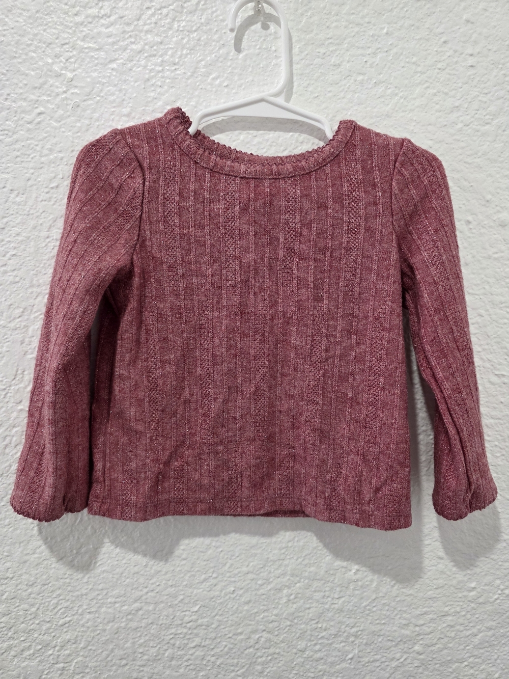Cat & Jack Long Sleeve Ribbed Knit Top in Dusty Rose